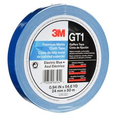 3M™ Premium Matte Cloth (Gaffers) Tape GT1, Electric Blue, 24 mm x 50 m,
11 mil, 48/Case