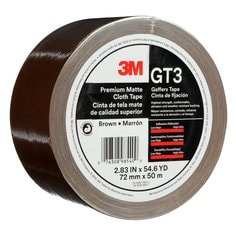 3M™ Premium Matte Cloth (Gaffers) Tape GT3, Brown, 72 mm x 50 m, 11 mil,
16/Case