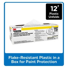 3M™ Hand-Masker™ PAINTER'S PLASTIC PLUS MFB-12, 12 ft x 400 ft x .31 mil
(3,65 m x 121 m x .00787 mm)