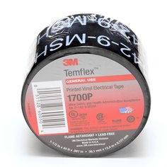 3M™ Temflex™ Mining-Grade Vinyl Electrical Tape 1700P, 3/4 in x 66 ft,
Printed, Black, 1 roll/carton, 100 rolls/Case