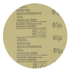 3M™ Microfinishing PSA Film Disc 268L, 60 Mic 3MIL, Type D, 8 in x NH,
Die 800L, 25/Pac, 200 ea/Case