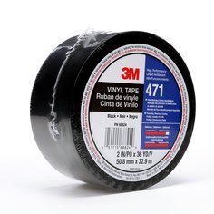 3M™ Vinyl Tape 471, Black, 2 in x 36 yd, 5.2 mil, 24 rolls per case