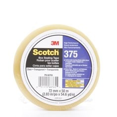Scotch® Box Sealing Tape 375, Clear, 72 mm x 50 m, 24/Case, Individually
Wrapped Conveniently Packaged