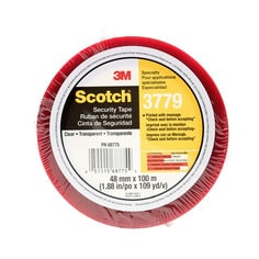 Scotch® Security Message Box Sealing Tape 3779, Clear, 48 mm x 100 m,
36/Case, Individually Wrapped Conveniently Packaged