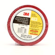 3M™ Polyethylene Tape 483, Red, 2 in x 36 yd, 5.0 mil, 24 rolls per
case, Individually Wrapped Conveniently Packaged