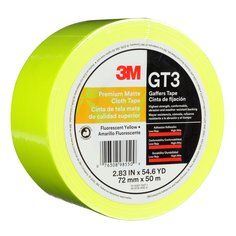 3M™ Premium Matte Cloth (Gaffers) Tape GT3, Fluorescent Yellow, 72 mm x
50 m, 11 mil, 16/Case