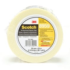 Scotch® Bi-Directional Filament Tape 8959, Clear, 50 mm x 50 m, 5.7 mil,
18 rolls/case, Individually Wrapped Conveniently Packaged