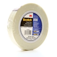 Scotch® Filament Tape 898, Clear, 24 mm x 55 m, 6.6 mil, 36 rolls per
case, Individually Wrapped Conveniently Packaged