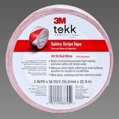 3M™ Safety Stripe Vinyl Tape 767, Red/White, 2 in x 36 yd, 5 mil, 12 Roll/Case, Individually Wrapped Conveniently Packaged