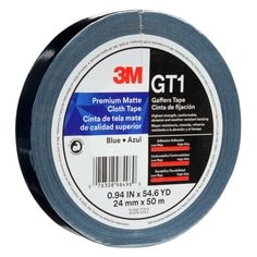 3M™ Premium Matte Cloth (Gaffers) Tape GT1, Blue, 24 mm x 50 m, 11 mil,
48/Case
