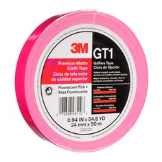 3M™ Premium Matte Cloth (Gaffers) Tape GT1, Fluorescent Pink, 24 mm x 50
m, 11 mil, 48/Case