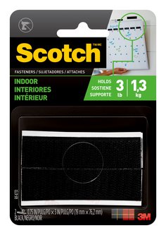Scotch™ Indoor Fasteners RF4731, 3/4 in x 3 in (19,0 mm x 76,2 mm),
Black, 2 Sets of Strips