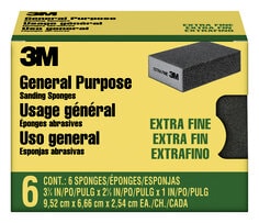 3M™ Sanding Sponge CP000-6P-CC, Extra Fine, 3.75 in x 2.625 in x 1 in,
6-Pack