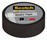 Scotch® Expressions Washi Tape, C314-P79, .59 in x 393 in (15 mm x 10
m), Black Swiss Dot, 6/6/36