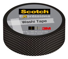 Scotch® Expressions Washi Tape, C314-P79, .59 in x 393 in (15 mm x 10
m), Black Swiss Dot, 6/6/36