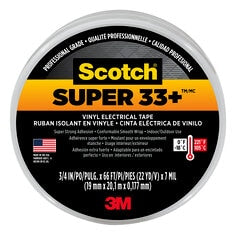 Scotch® Super 33+™ Vinyl Electrical Tape, 6132-BA-10, 3/4 in x 66 ft x
0.007 in (19 mm x 20,1 m x 0.177 mm), 10/case