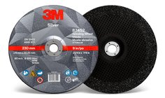 3M™ Silver Depressed Center Grinding Wheel, 87452, T27, 9 in x 1/4 in x
7/8 in, 10/Carton, 20 ea/Case