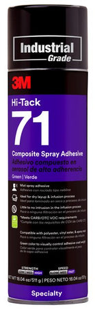 3M™ Hi-Tack Composite Spray Adhesive 71, Green, 24 fl oz Can (Net Wt
18.04 oz), 12/Case