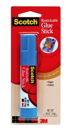 Scotch® Restickable Glue Stick, 6314, .49 oz