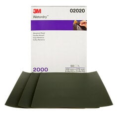 3M™ Wetordry™ Abrasive Sheet, 02020, 2000, 9 in x 11 in, 50 sheets per
carton, 5 cartons per case