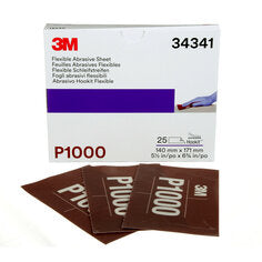 3M™ Hookit™ Flexible Abrasive Sheet, 34341, P1000, 5.5 in x 6.8 in, 25
sheets per carton, 5 cartons per case