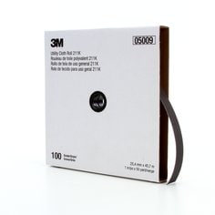 3M™ Utility Cloth Roll 211K, 100 J-weight, 1 in x 50 yd, Full-flex, 5
ea/Case