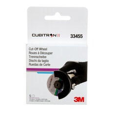 3M™Cubitron™II Cut-Off Wheel, 33455, 75 mm x 1.6 mm x 9.53 mm (3 in x
.0625 in x 3/8 in), 5 wheels per carton, 6 cartons per case