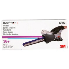 3M™ Cubitron™ II File Belt, 33443, 36+, 1/2 in x 18 in (12.7 mm x 457.2
mm), 10 belts per carton, 5 cartons per case
