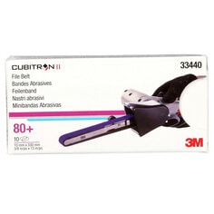 3M™ Cubitron™ II File Belt, 33440, 80+, 10 mm x 330 mm (3/8 in x 13 in),
10 belts per carton, 5 cartons per case