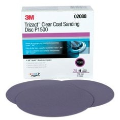 3M™ Trizact™ Hookit™ Clear Coat Sanding Abrasive Disc 471LA 02088,
P1500, A10, 6 in (150 mm), 25 Discs/Carton, 4 Cartons/Case