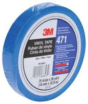 3M™ Vinyl Tape 471, Blue, 1/2 in x 36 yd, 5.2 mil, 72 rolls per case,
PN36408, Individually Wrapped Conveniently Packaged