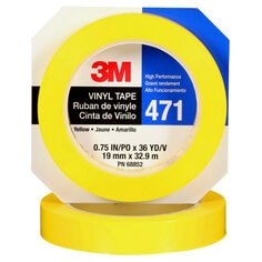 3M™ Vinyl Tape 471, Yellow, 3/4 in x 36 yd, 5.2 mil, 48 rolls per case,
Individually Wrapped Conveniently Packaged