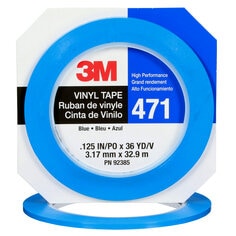 3M™ Vinyl Tape 471, Blue, 1/8 in x 36 yd, 5.2 mil, 144 rolls per case,
Boxed