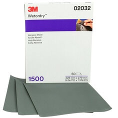 3M Wetordry Abrasive Sandpaper Sheet (02022) - 1200 Grit, 50 Count