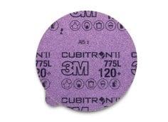 3M™ Cubitron™ II Stikit™ Film Disc 775L, 120+, 6 in x NH, Linered w/Tab,
Die 600Z, 50/Carton, 250 ea/Case
