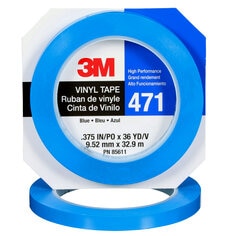 3M™ Vinyl Tape 471, Blue, 3/8 in x 36 yd, 5.2 mil, 96 rolls per case,
Individually Wrapped Conveniently Packaged
