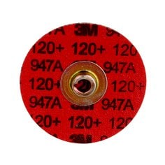 3M™ Cubitron™ II Roloc™ Durable Edge Disc 947A, 120+, X-weight, TSM,
Maroon, 4 in, Die RS400BBM, 25/Carton, 100 ea/Case