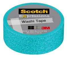 Scotch® Expressions Glitter Tape C514-BLU3, .59 in x 196 in (15 mm x 5
m), Pastel Blue Glitter