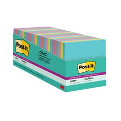 Post-it® Super Sticky Notes 654-24SSMIA-CP, 3 in x 3 in (76 mm x 76 mm),
Miami Collection, 24 Pads/Pack, 70 Sheets/Pad