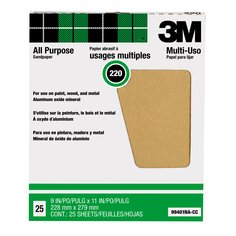 3M™ Pro-Pak™ Aluminum Oxide Sheets for Paint and Rust Removal, 9 in x 11
in, 220 grit, Open Stock