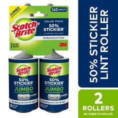 Scotch-Brite™ 50% Stickier Giant Surface Roller Twin Pack 830GRS-80TP,
4.8 in x 44.1 ft (12.1 cm x 13.4 m), 4/2