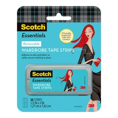 Scotch® Essentials Wardrobe Tape Strips W-101-A, 1/2 in x 3 in (1,27 cm
x 7,62 cm), 36/Pack