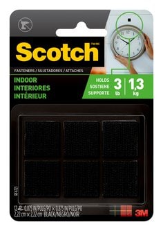 Scotch™ Indoor Fasteners, RF4721, 7/8 in x 7/8 in (2,22 cm x 2,22 cm),
Black, 12 Sets of Squares