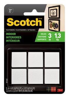 Scotch™ Indoor Fasteners RF7020, 7/8 in x 7/8 in (22 mm x 22 mm)