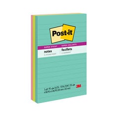 Post-it® Super Sticky Notes 4645-3SSAN, 4 in x 6 in (101 mm x 152 mm),
Supernova Neons Collection, Lined, 3 Pads/Pack