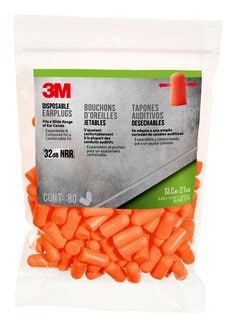 3M™ Disposable Earplugs 92800G80-DC, Orange, 80 pair/pack, 6
packs/case