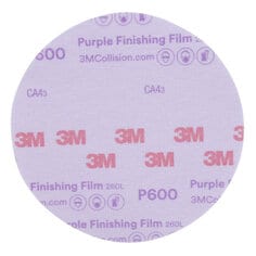 3M™ Hookit™ Purple Finishing Film Abrasive Disc 260L, 30671, 6 in, P600,
50 discs per carton, 4 cartons per case