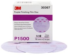 3M™ Hookit™ Purple Finishing Film Abrasive Disc 260L, 30367, 3 in,
P1500, 50 discs per carton, 4 cartons per case