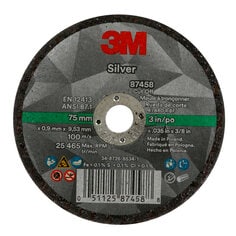 3M™ Silver Cut-Off Wheel, 87458, T1, 3 in x .035 in x 3/8 in, 50 ea/Case