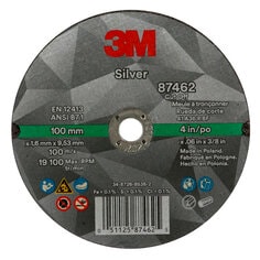 3M™ Silver Cut-Off Wheel, 87462, T1, 4 in x .060 in x 3/8 in, 50 ea/Case